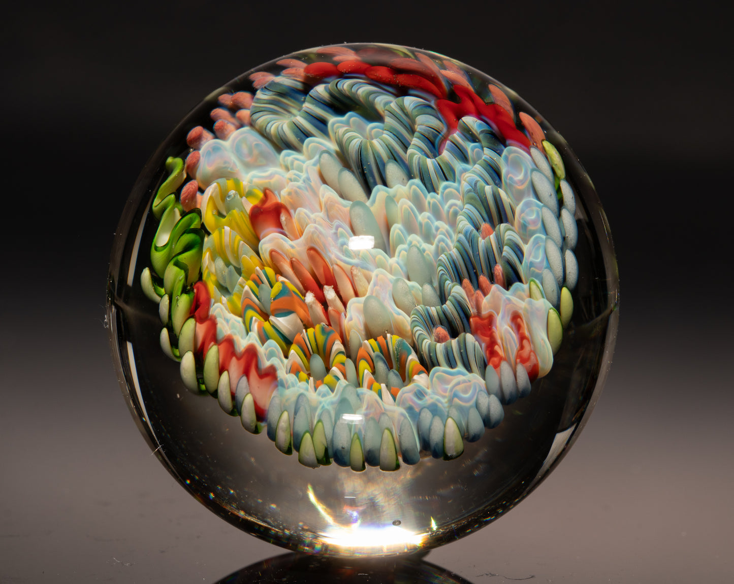 Tropical Coral Reef Marble | Handmade Glass Ocean Collectible | Aquarium Inspired Art | Beachy Decor Gift
