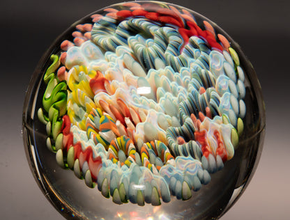 Tropical Coral Reef Marble | Handmade Glass Ocean Collectible | Aquarium Inspired Art | Beachy Decor Gift