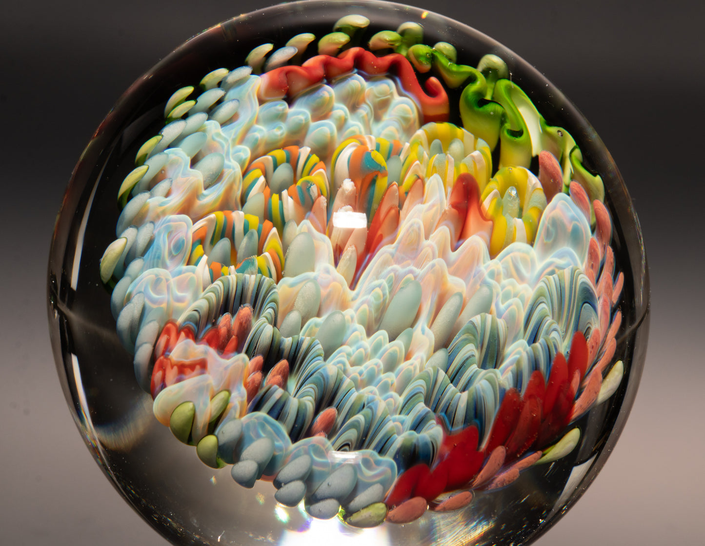 Tropical Coral Reef Marble | Handmade Glass Ocean Collectible | Aquarium Inspired Art | Beachy Decor Gift