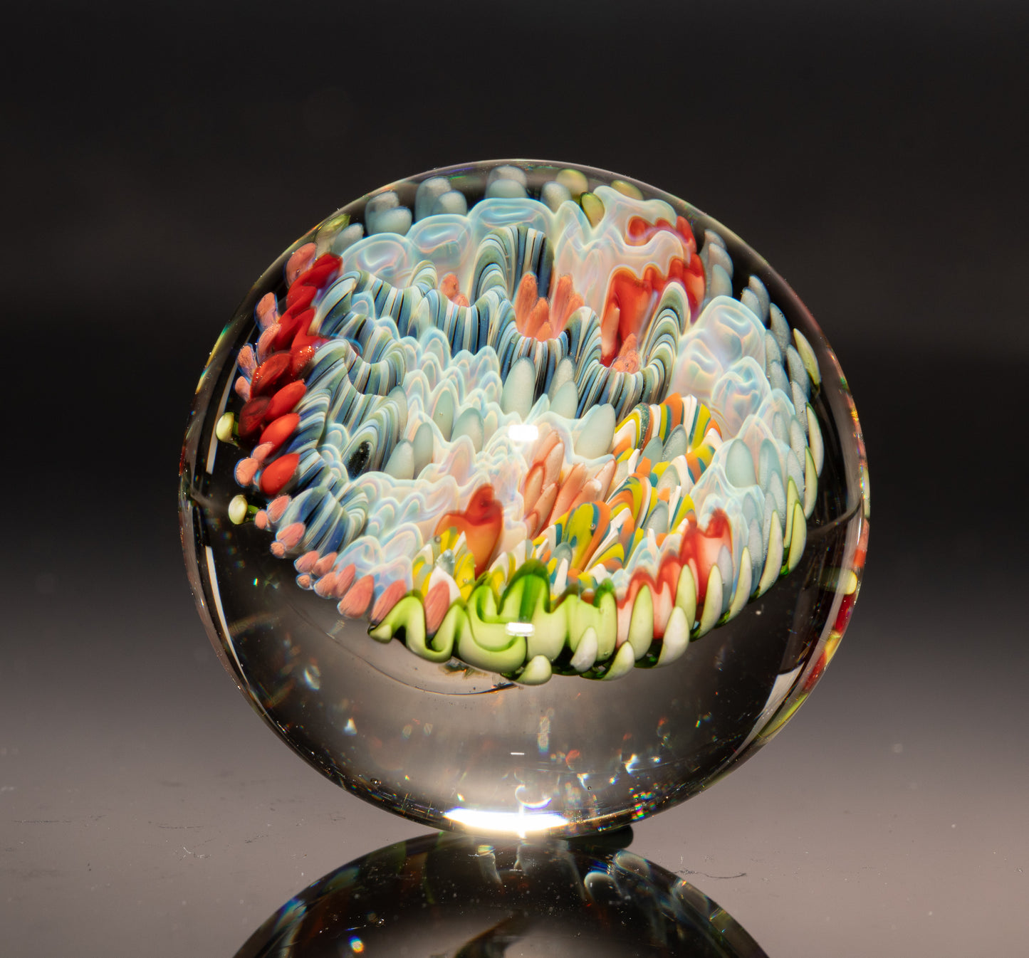 Tropical Coral Reef Marble | Handmade Glass Ocean Collectible | Aquarium Inspired Art | Beachy Decor Gift