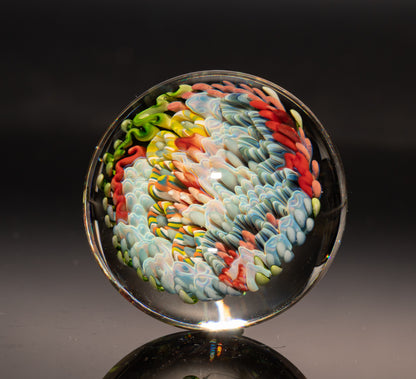 Tropical Coral Reef Marble | Handmade Glass Ocean Collectible | Aquarium Inspired Art | Beachy Decor Gift