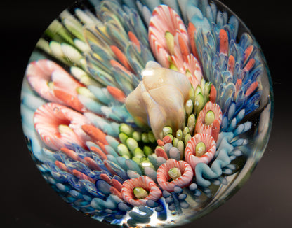 Handmade Coral Reef Glass Marble | Ocean Inspired Collectible Sphere | Beach House Decor | Diver Gift Idea