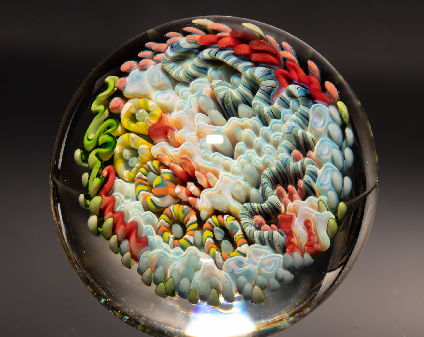 Tropical Coral Reef Marble | Handmade Glass Ocean Collectible | Aquarium Inspired Art | Beachy Decor Gift