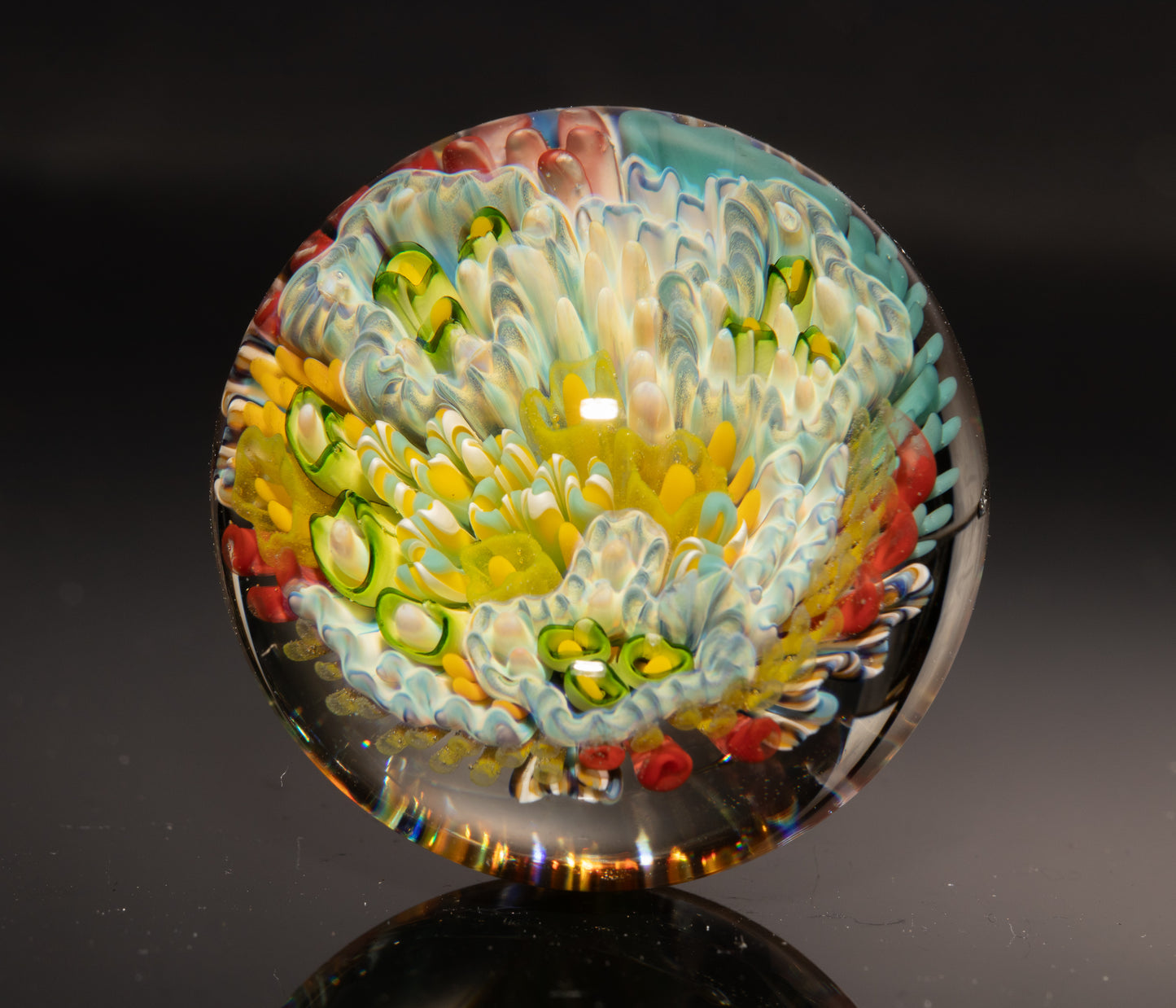 Underwater Reef Glass Marble | Borosilicate Ocean Art Sphere | Handmade Collector Display Piece | Coastal Gift