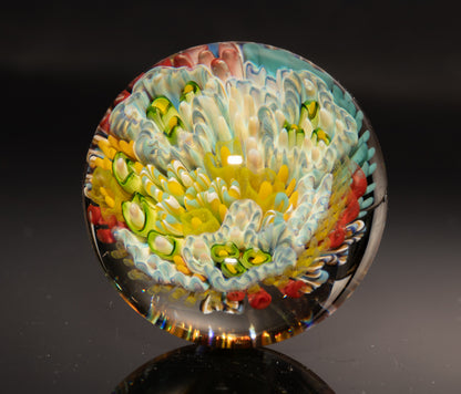 Underwater Reef Glass Marble | Borosilicate Ocean Art Sphere | Handmade Collector Display Piece | Coastal Gift