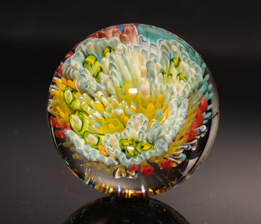 Underwater Reef Glass Marble | Borosilicate Ocean Art Sphere | Handmade Collector Display Piece | Coastal Gift