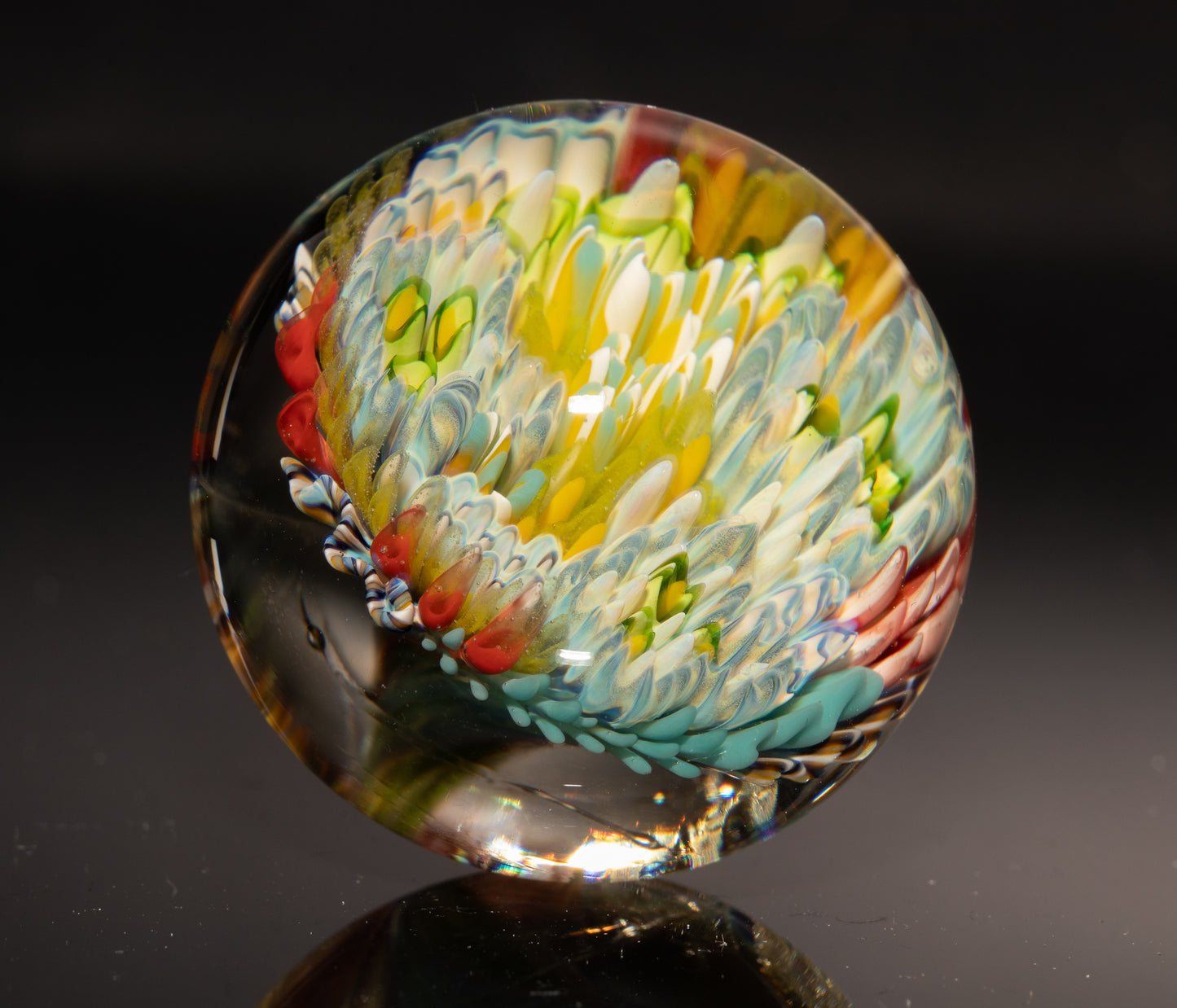 Underwater Reef Glass Marble | Borosilicate Ocean Art Sphere | Handmade Collector Display Piece | Coastal Gift