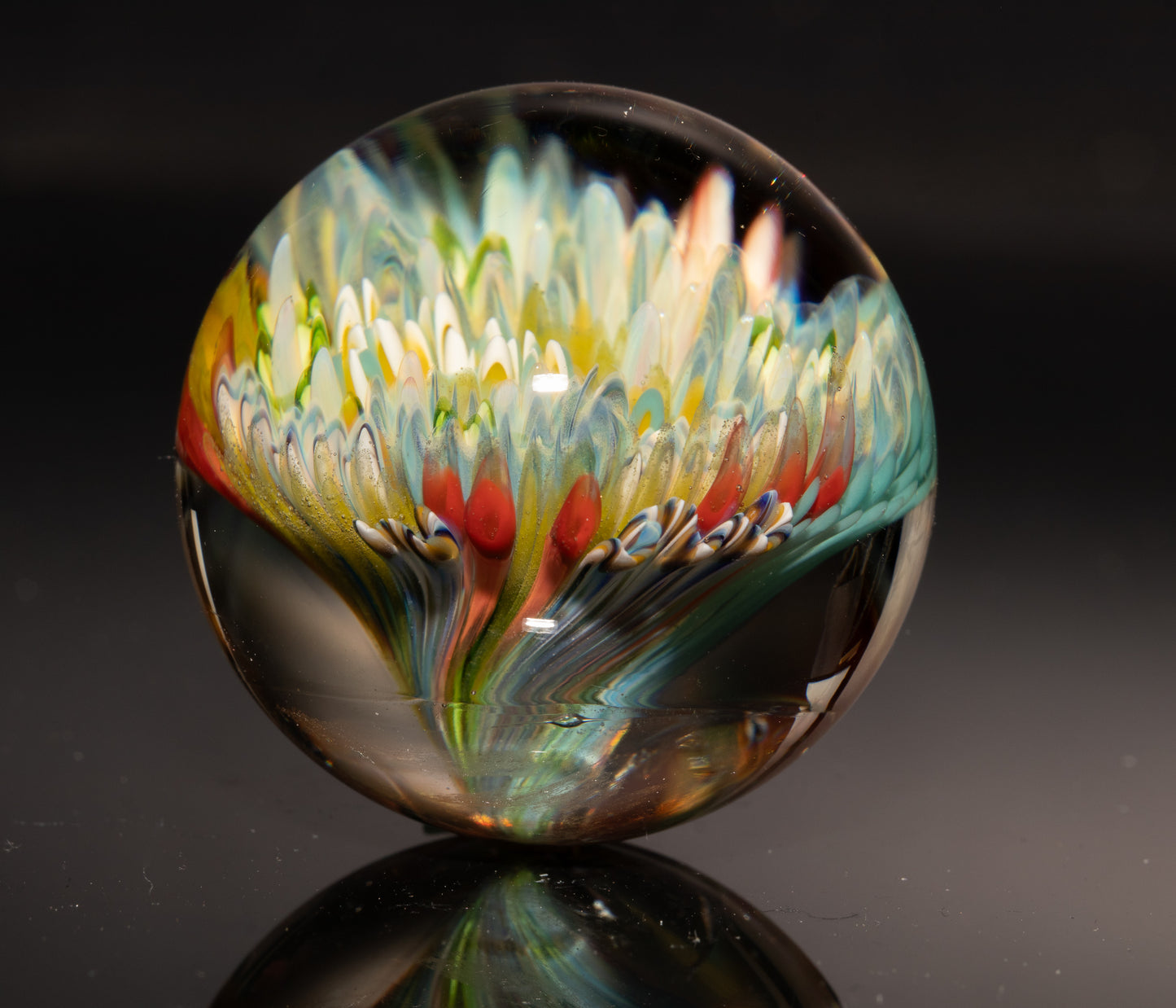 Underwater Reef Glass Marble | Borosilicate Ocean Art Sphere | Handmade Collector Display Piece | Coastal Gift