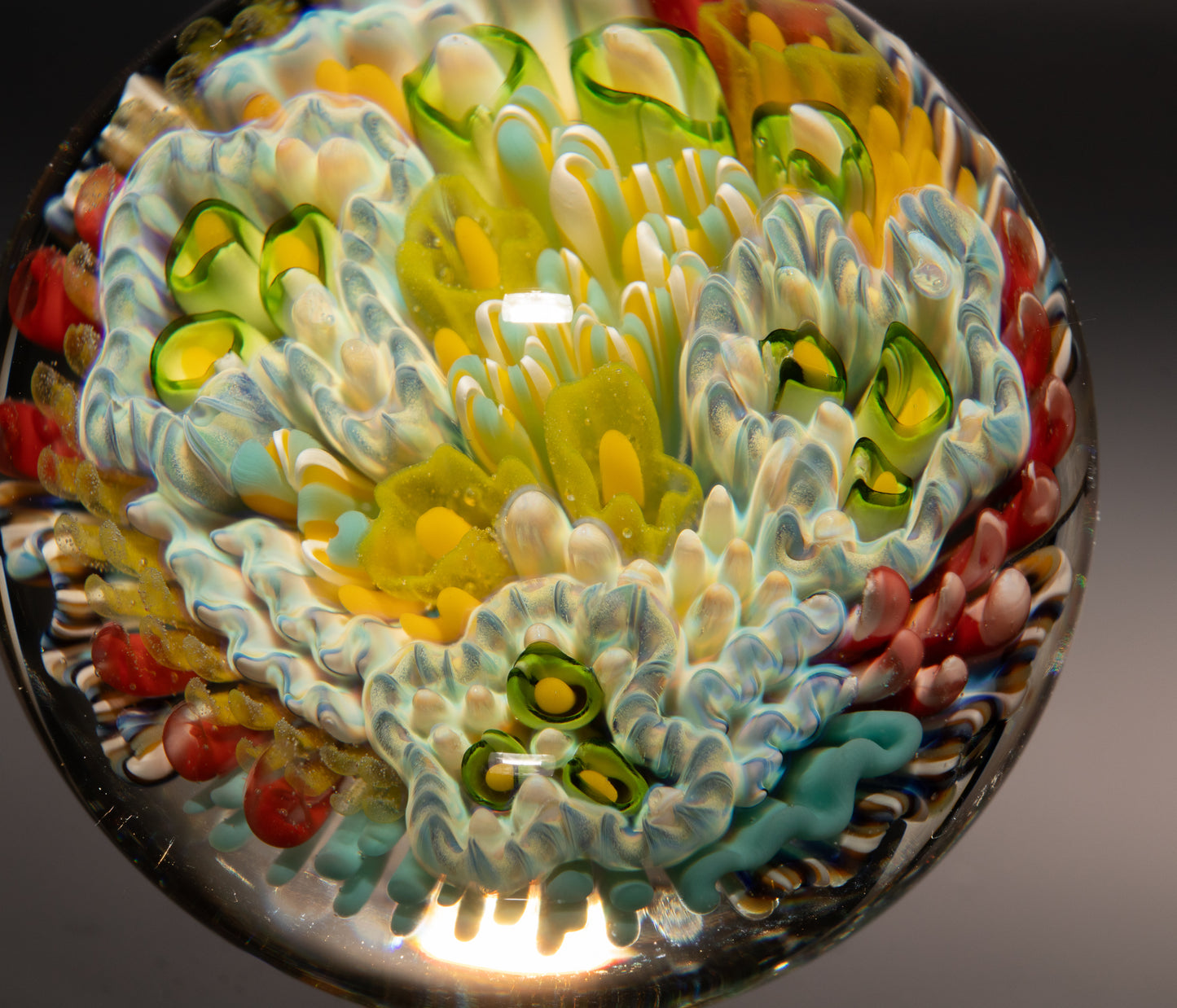 Underwater Reef Glass Marble | Borosilicate Ocean Art Sphere | Handmade Collector Display Piece | Coastal Gift