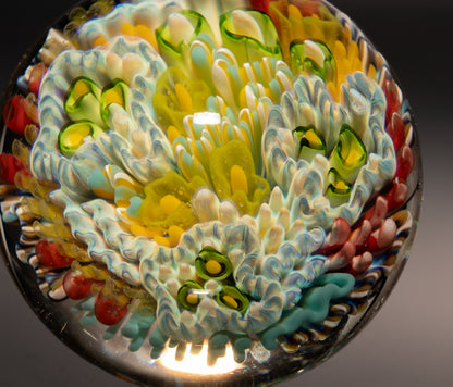 Underwater Reef Glass Marble | Borosilicate Ocean Art Sphere | Handmade Collector Display Piece | Coastal Gift