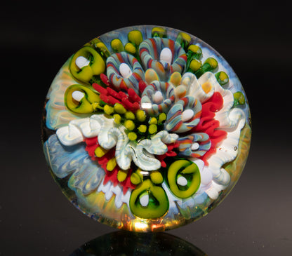 Handmade Coral Reef Glass Marble | Ocean Inspired Collectible Sphere | Beach House Decor | Diver Gift Idea