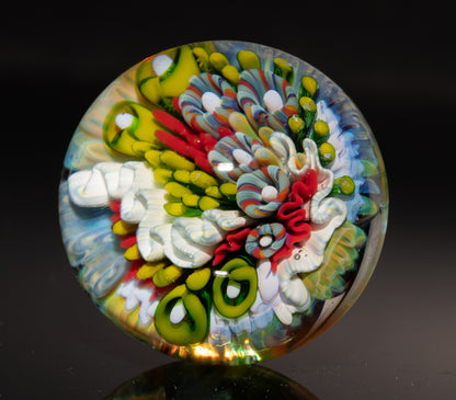Handmade Coral Reef Glass Marble | Ocean Inspired Collectible Sphere | Beach House Decor | Diver Gift Idea