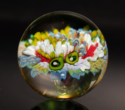 Handmade Coral Reef Glass Marble | Ocean Inspired Collectible Sphere | Beach House Decor | Diver Gift Idea
