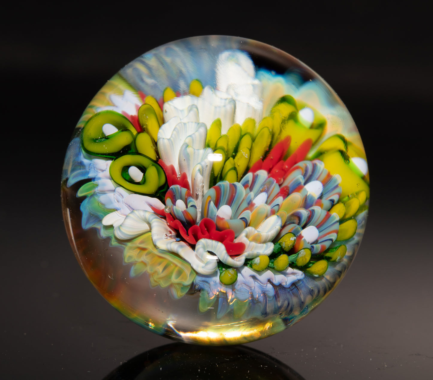 Handmade Coral Reef Glass Marble | Ocean Inspired Collectible Sphere | Beach House Decor | Diver Gift Idea