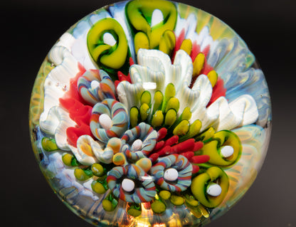 Handmade Coral Reef Glass Marble | Ocean Inspired Collectible Sphere | Beach House Decor | Diver Gift Idea