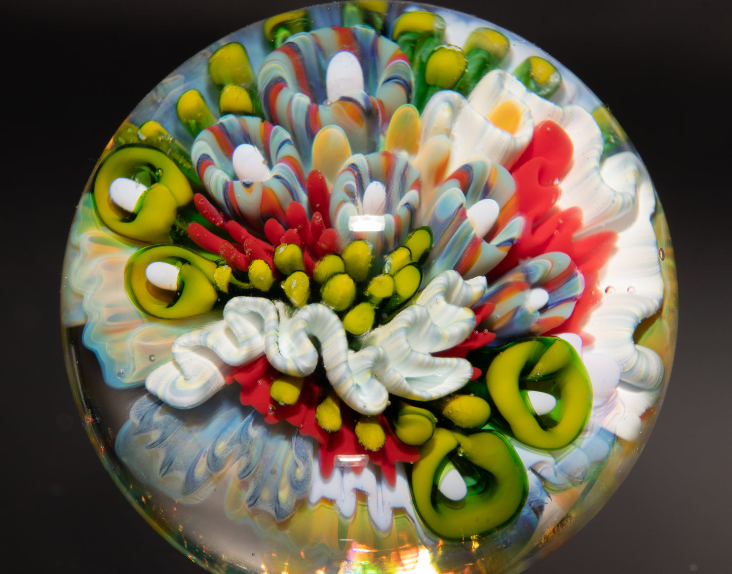 Handmade Coral Reef Glass Marble | Ocean Inspired Collectible Sphere | Beach House Decor | Diver Gift Idea