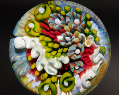 Handmade Coral Reef Glass Marble | Ocean Inspired Collectible Sphere | Beach House Decor | Diver Gift Idea