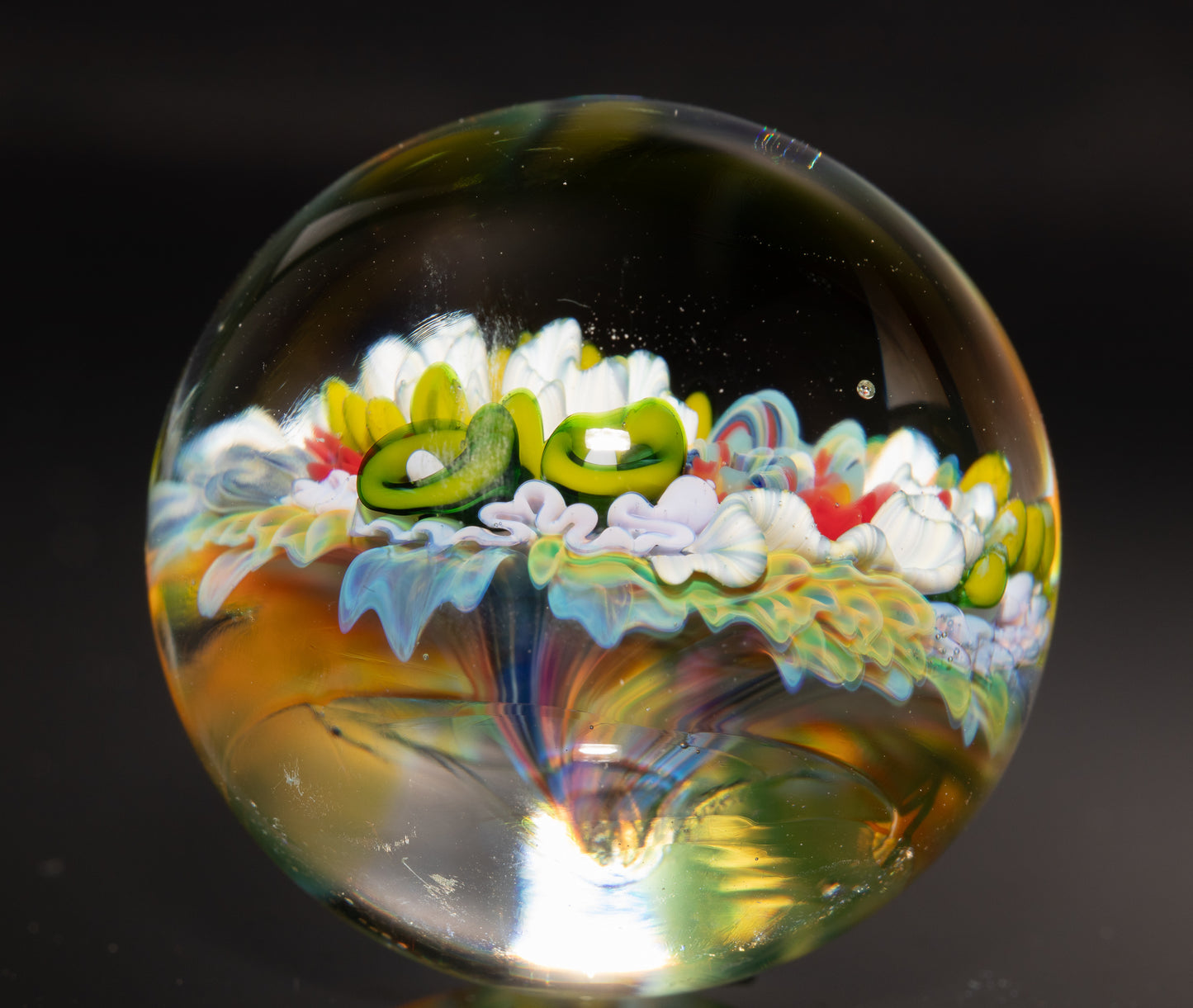 Handmade Coral Reef Glass Marble | Ocean Inspired Collectible Sphere | Beach House Decor | Diver Gift Idea