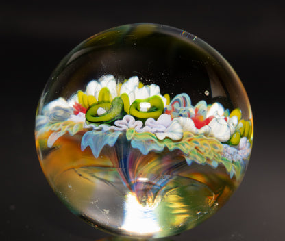 Handmade Coral Reef Glass Marble | Ocean Inspired Collectible Sphere | Beach House Decor | Diver Gift Idea