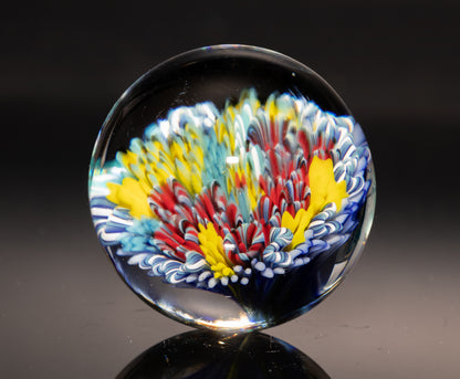 Sea Life Glass Marble | Coral Reef Borosilicate Sphere | Handmade Ocean Art Collectible | Nautical Decor Gift