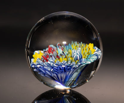 Sea Life Glass Marble | Coral Reef Borosilicate Sphere | Handmade Ocean Art Collectible | Nautical Decor Gift