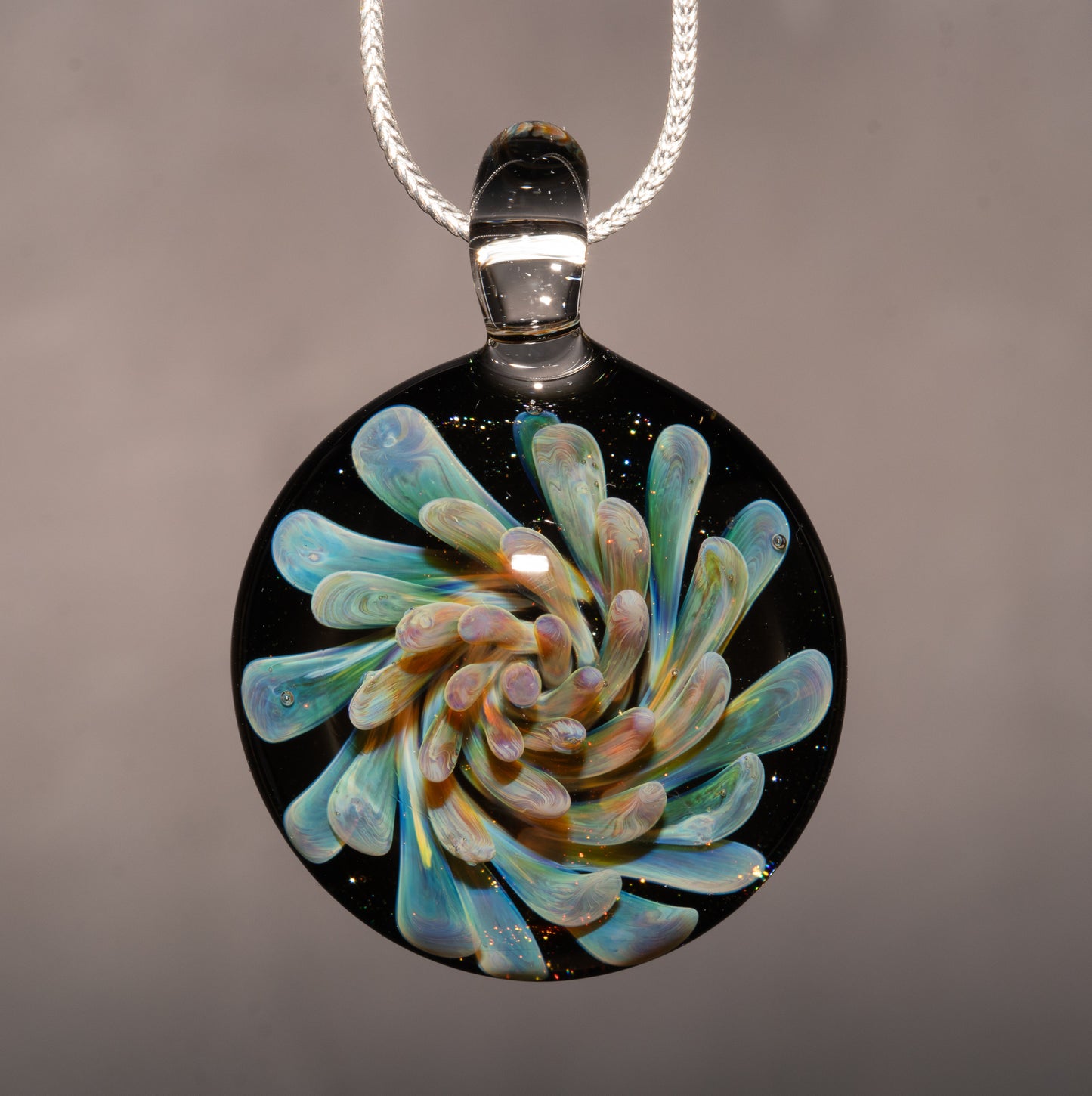 Implosion Flower Necklace | Artisan Glass Pendant | Handmade Borosilicate Jewelry | Collectible Wearable Art