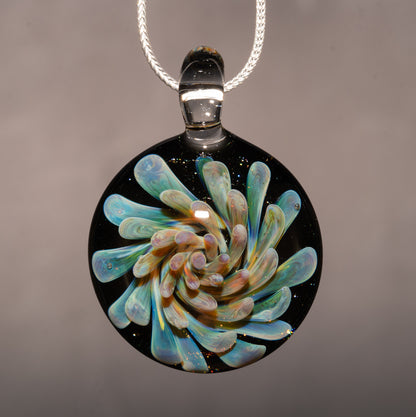 Implosion Flower Necklace | Artisan Glass Pendant | Handmade Borosilicate Jewelry | Collectible Wearable Art
