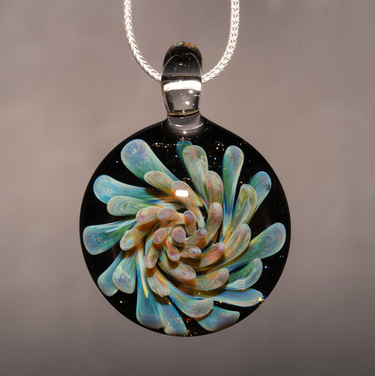 Implosion Flower Necklace | Artisan Glass Pendant | Handmade Borosilicate Jewelry | Collectible Wearable Art
