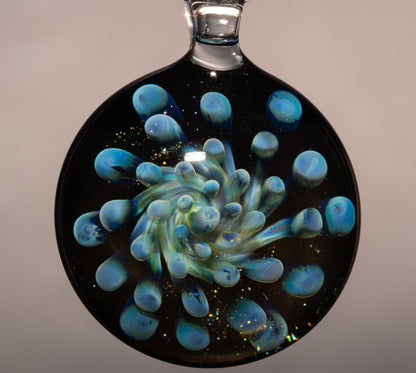 Ocean Bloom Glass Pendant | Floral Implosion Borosilicate Art | Handmade Necklace | Heady Glass Jewelry