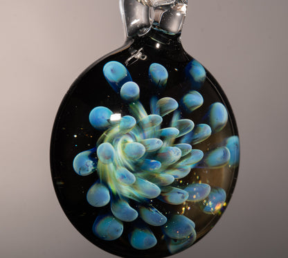 Ocean Bloom Glass Pendant | Floral Implosion Borosilicate Art | Handmade Necklace | Heady Glass Jewelry