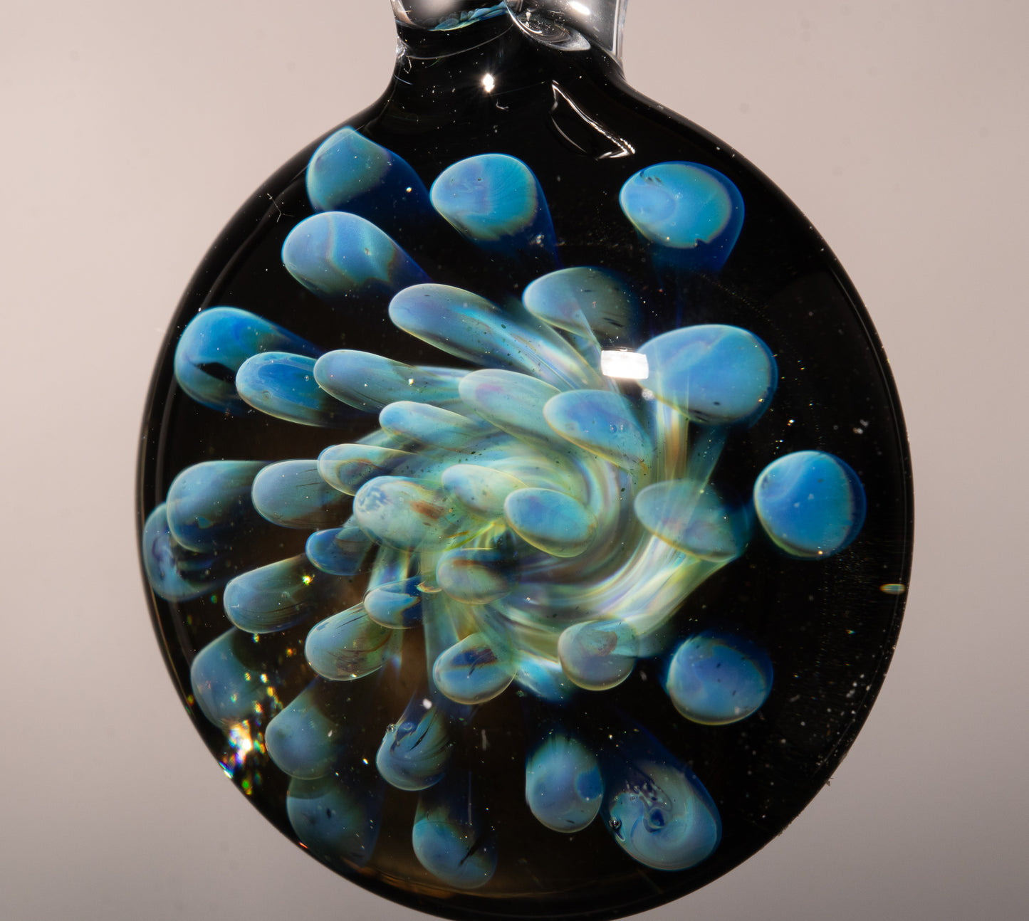 Ocean Bloom Glass Pendant | Floral Implosion Borosilicate Art | Handmade Necklace | Heady Glass Jewelry