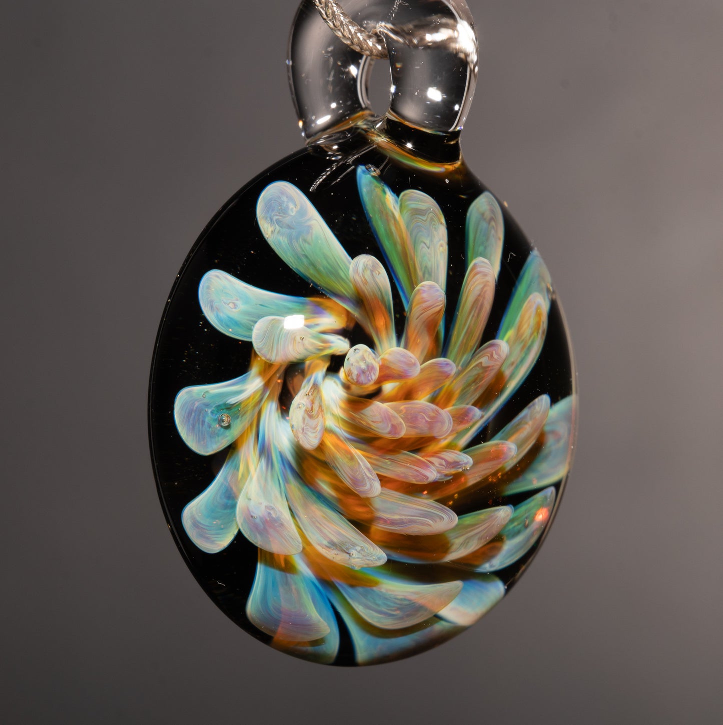 Implosion Flower Necklace | Artisan Glass Pendant | Handmade Borosilicate Jewelry | Collectible Wearable Art