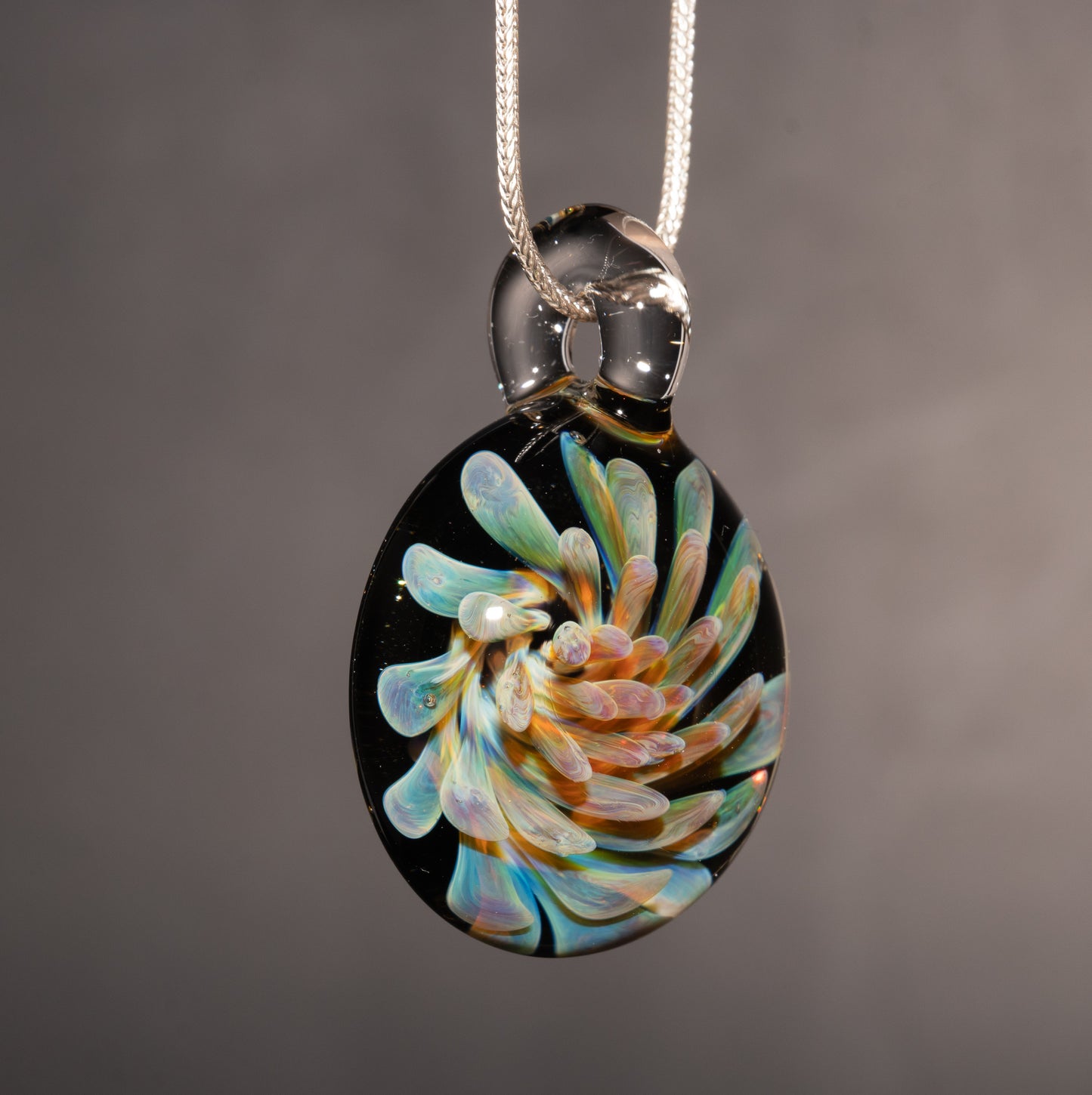 Implosion Flower Necklace | Artisan Glass Pendant | Handmade Borosilicate Jewelry | Collectible Wearable Art
