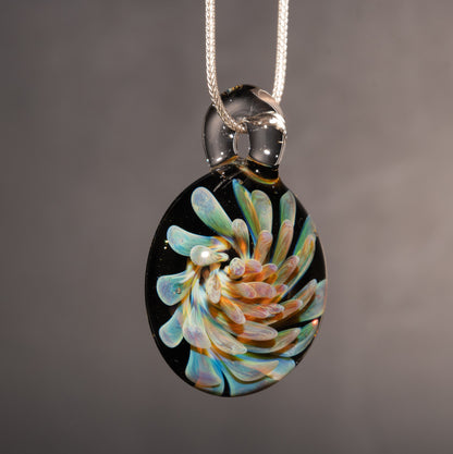 Implosion Flower Necklace | Artisan Glass Pendant | Handmade Borosilicate Jewelry | Collectible Wearable Art