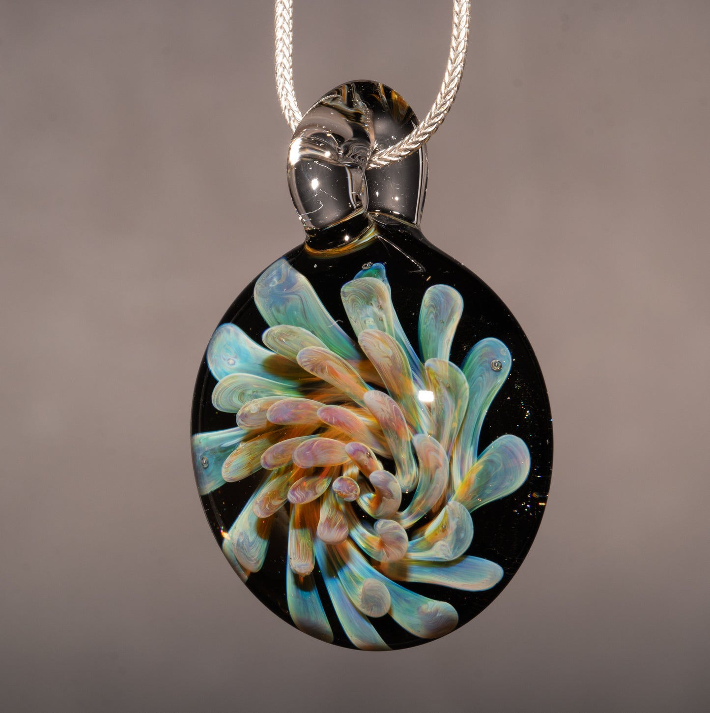 Implosion Flower Necklace | Artisan Glass Pendant | Handmade Borosilicate Jewelry | Collectible Wearable Art