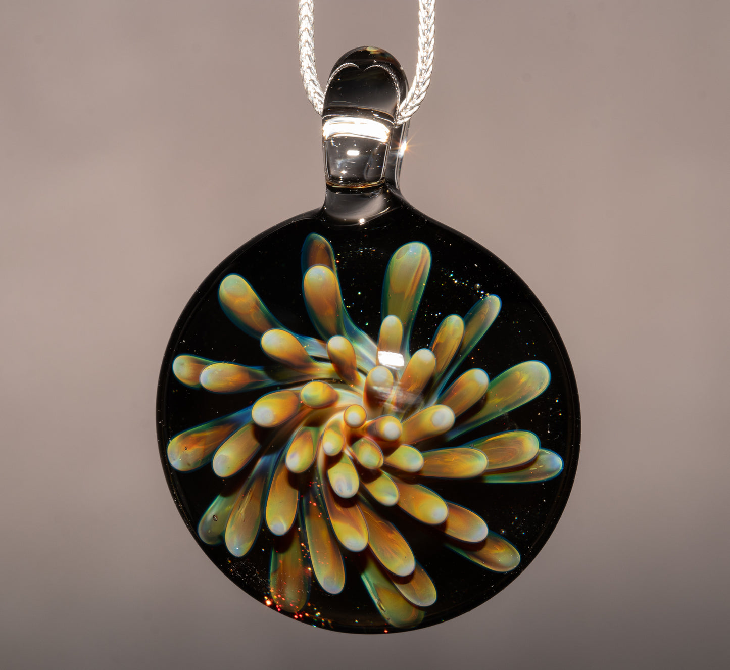 Fantasy Flower Glass Pendant | Implosion Lampwork Necklace | Handmade Borosilicate Jewelry | Colorful Glass Art Gift