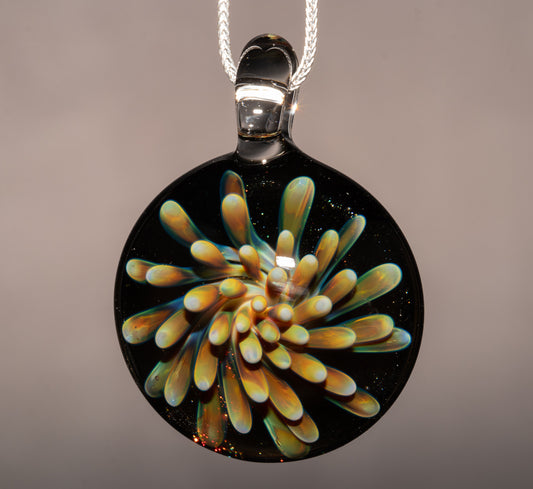 Fantasy Flower Glass Pendant | Implosion Lampwork Necklace | Handmade Borosilicate Jewelry | Colorful Glass Art Gift