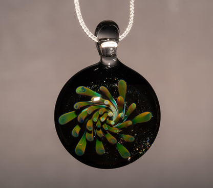 Handmade Glass Flower Pendant | Dotted Implosion Design | Borosilicate Art Necklace | Unique Artisan Jewelry