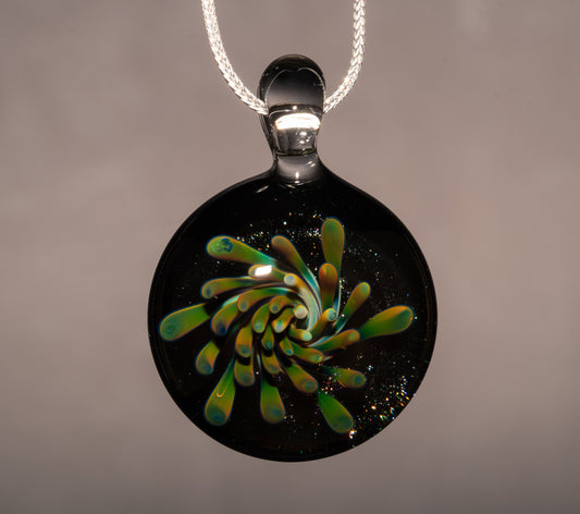 Handmade Glass Flower Pendant | Dotted Implosion Design | Borosilicate Art Necklace | Unique Artisan Jewelry