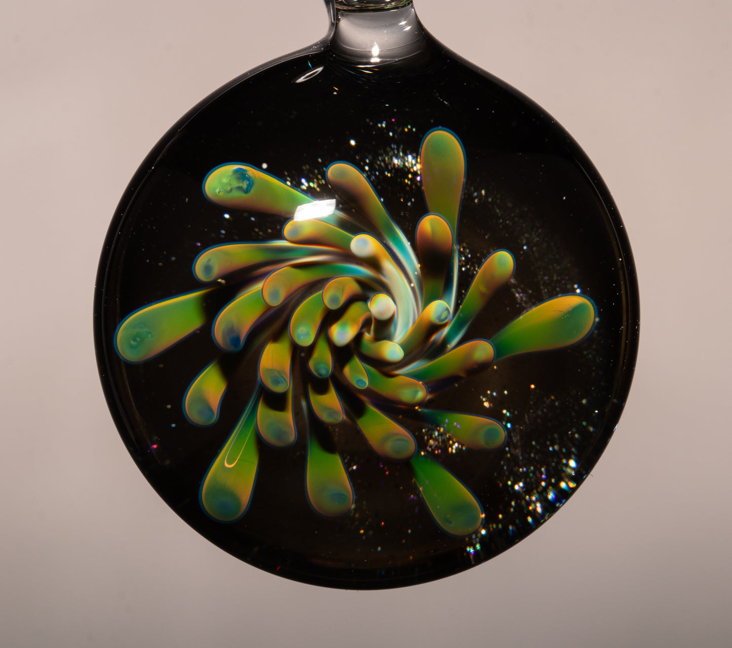 Handmade Glass Flower Pendant | Dotted Implosion Design | Borosilicate Art Necklace | Unique Artisan Jewelry