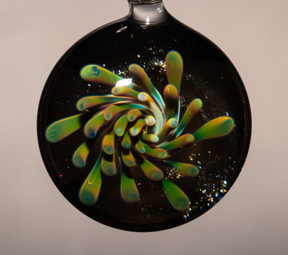 Handmade Glass Flower Pendant | Dotted Implosion Design | Borosilicate Art Necklace | Unique Artisan Jewelry