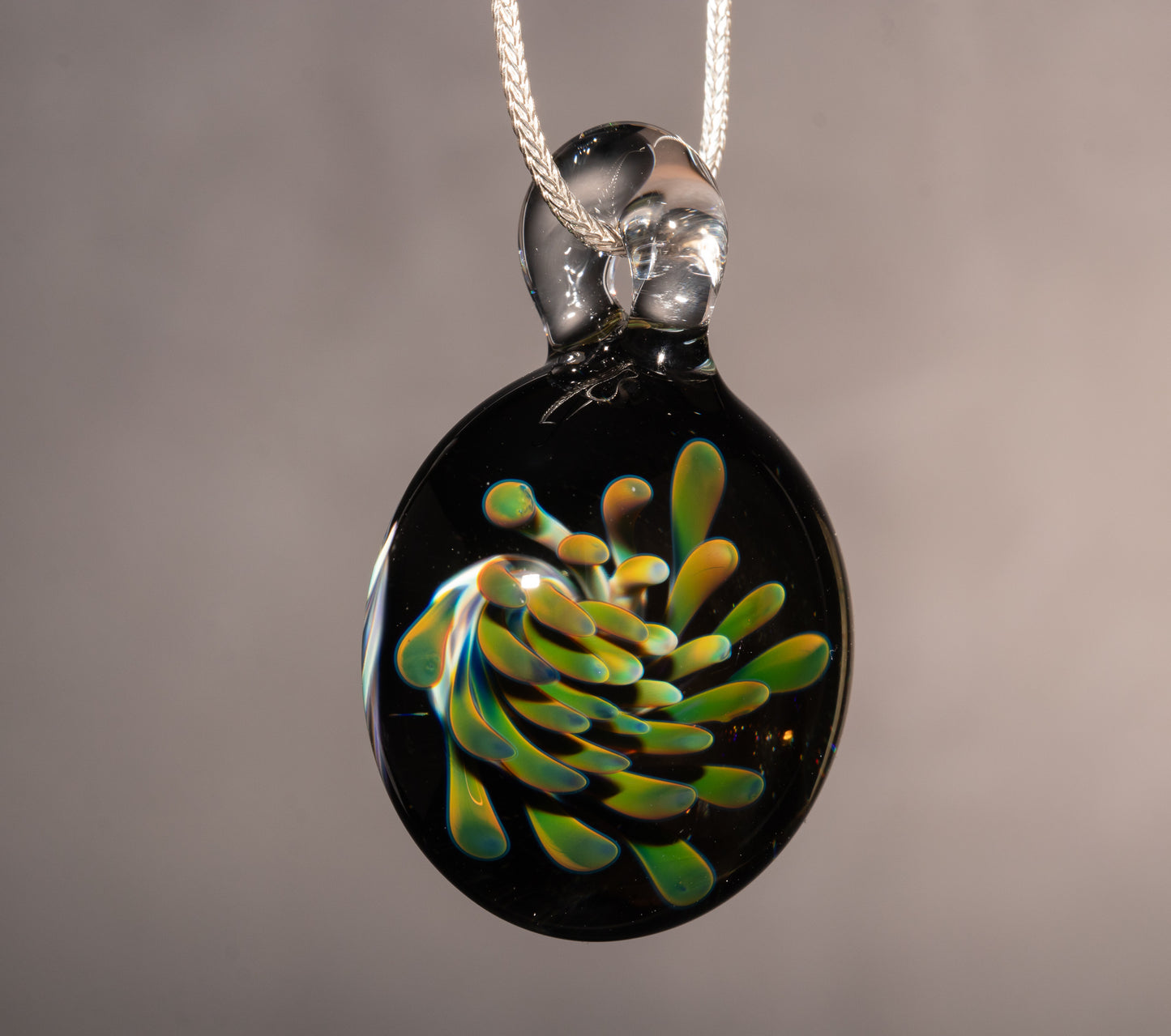 Handmade Glass Flower Pendant | Dotted Implosion Design | Borosilicate Art Necklace | Unique Artisan Jewelry
