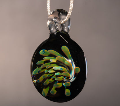 Handmade Glass Flower Pendant | Dotted Implosion Design | Borosilicate Art Necklace | Unique Artisan Jewelry