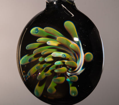 Handmade Glass Flower Pendant | Dotted Implosion Design | Borosilicate Art Necklace | Unique Artisan Jewelry