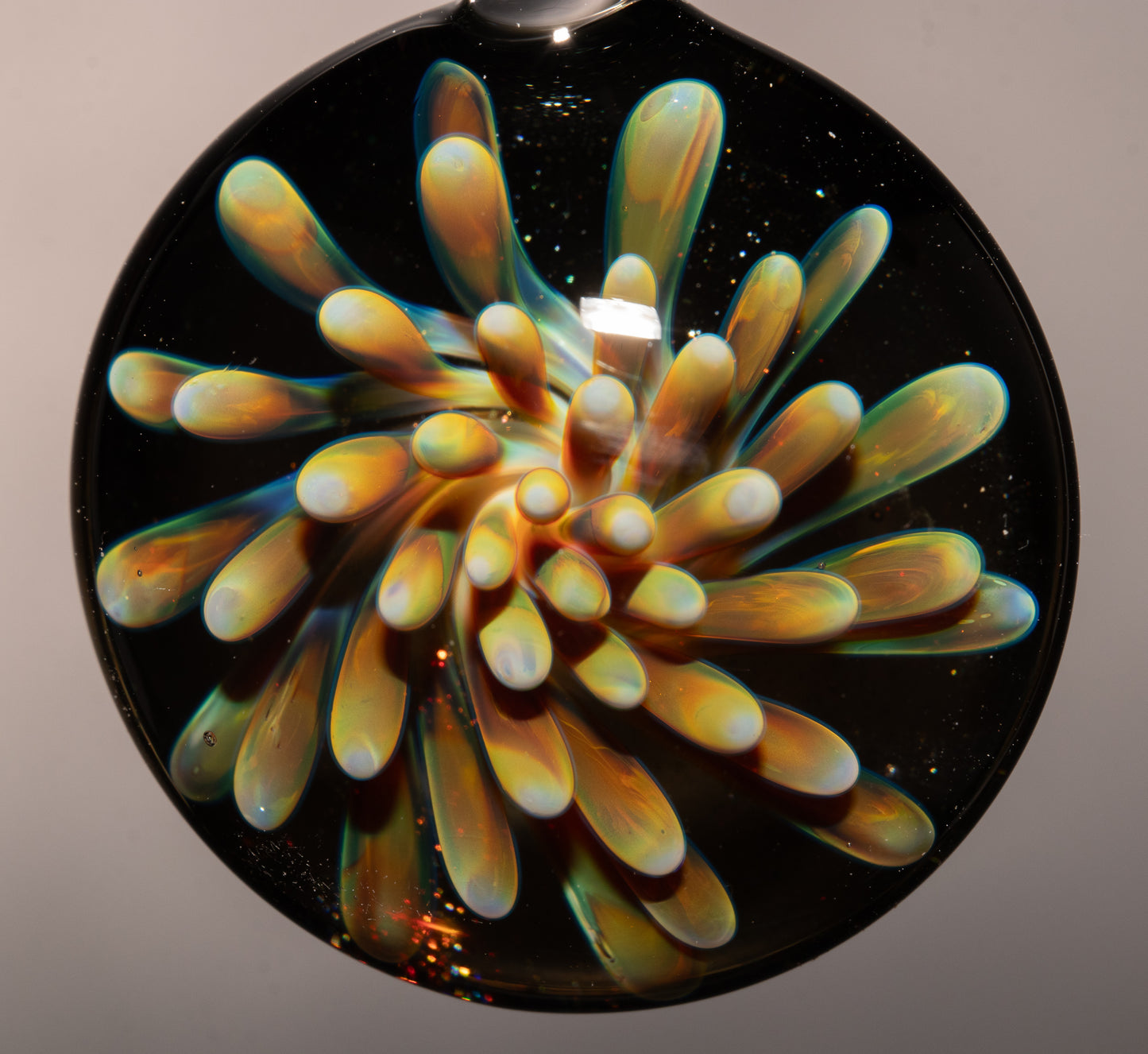 Fantasy Flower Glass Pendant | Implosion Lampwork Necklace | Handmade Borosilicate Jewelry | Colorful Glass Art Gift