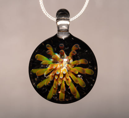 Glass Flower Enclosure Pendant | Implosion Style Borosilicate Necklace | Handmade Jewelry Gift | Wearable Art