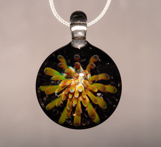 Glass Flower Enclosure Pendant | Implosion Style Borosilicate Necklace | Handmade Jewelry Gift | Wearable Art