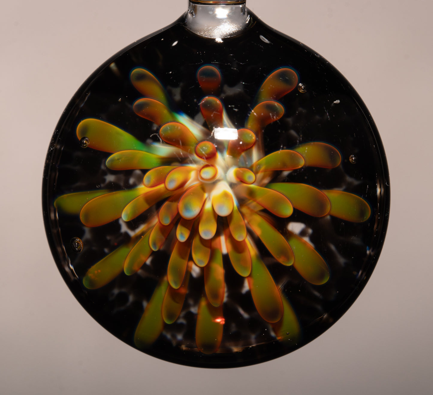Glass Flower Enclosure Pendant | Implosion Style Borosilicate Necklace | Handmade Jewelry Gift | Wearable Art