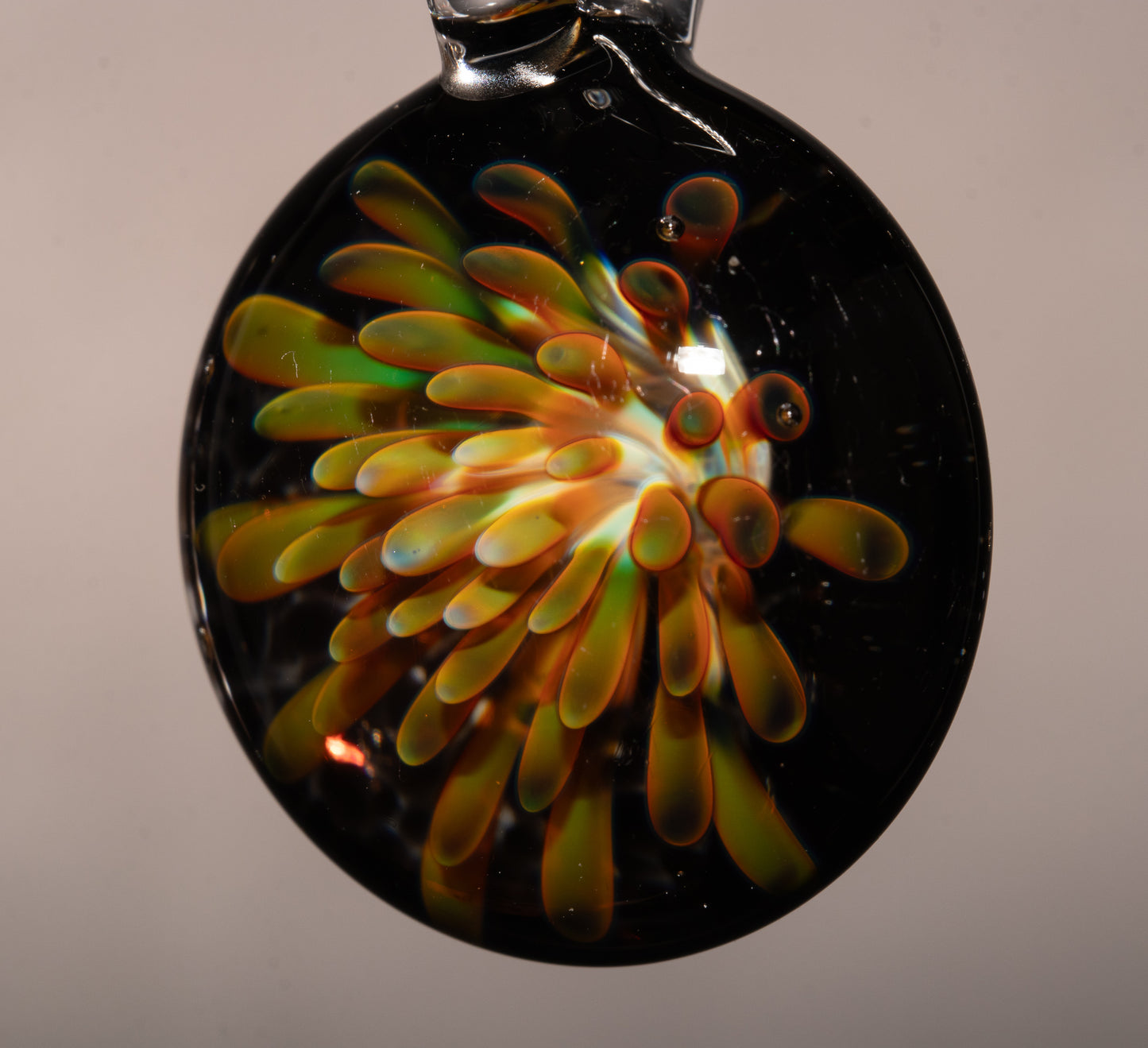 Glass Flower Enclosure Pendant | Implosion Style Borosilicate Necklace | Handmade Jewelry Gift | Wearable Art