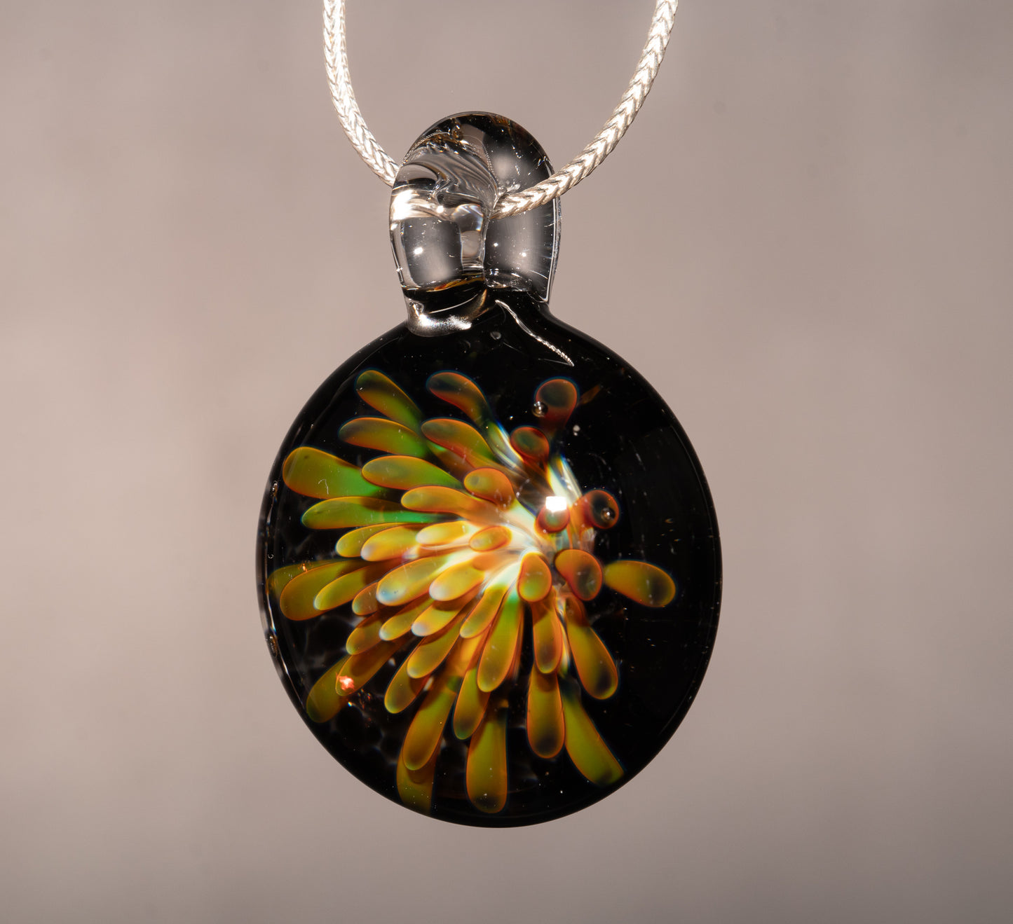 Glass Flower Enclosure Pendant | Implosion Style Borosilicate Necklace | Handmade Jewelry Gift | Wearable Art